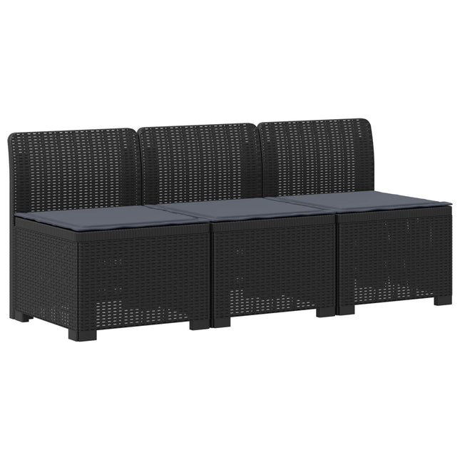 3-personers havensofa med puder i rattanlook PP Antracit
