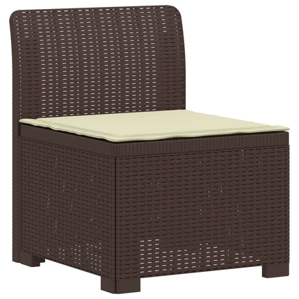 3-personers havensofa med puder i rattanlook PP Brun