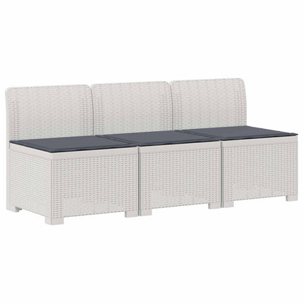 3-personers havensofa med puder i rattanlook PP Hvid