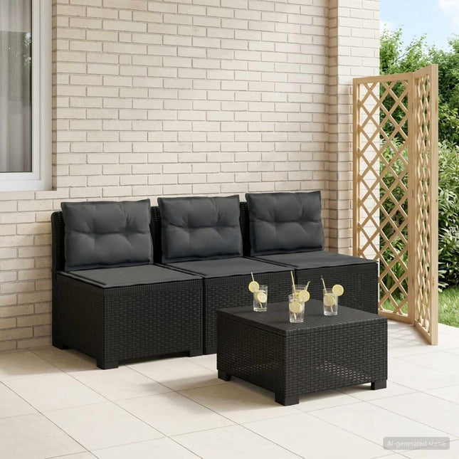 3-personers havensofa med puder i rattanlook PP Antracit
