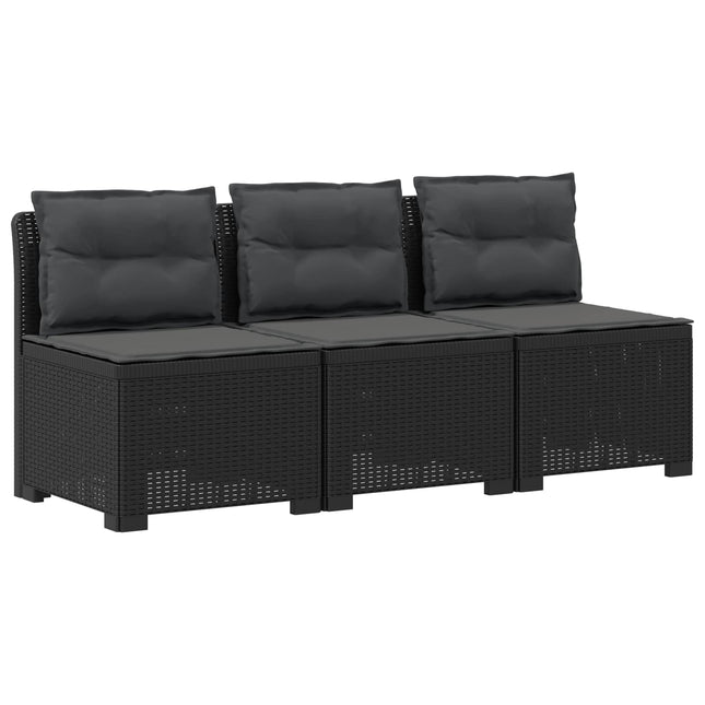 3-personers havensofa med puder i rattanlook PP Antracit