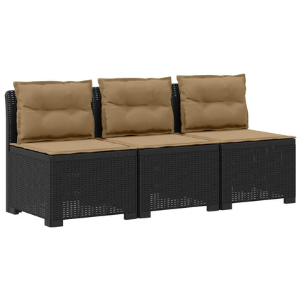 3-personers havensofa med puder i rattanlook PP Antracit