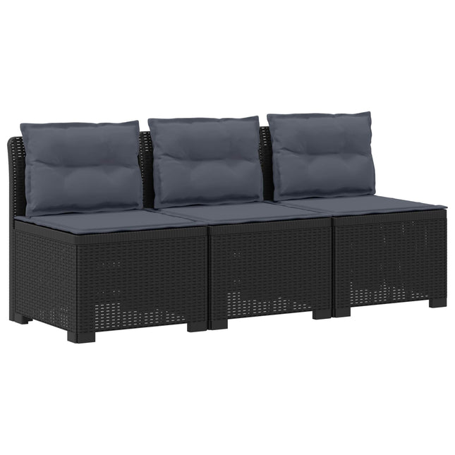 3-personers havensofa med puder i rattanlook PP Antracit
