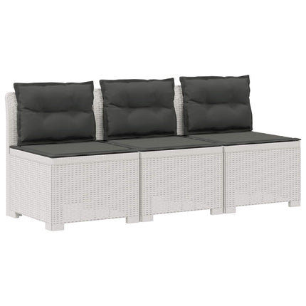 3-personers havensofa med puder i rattanlook PP Hvid