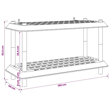 Reol 2 niveauer 100 x 40 x 55,5 cm PP Brun