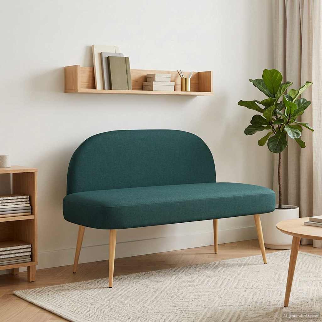 Polstret bænk med ryg Mørkegrøn 110 x 60 x 76 cm Polyester