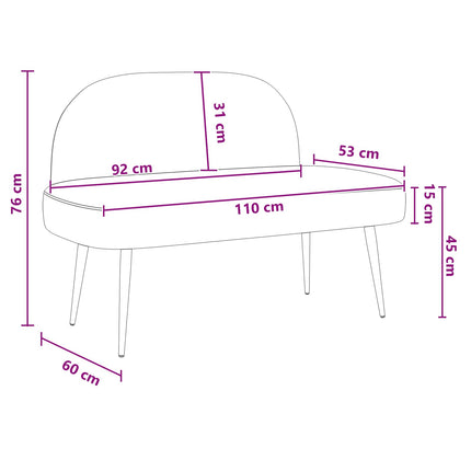 Polstret bænk med ryg Hvid 110 x 60 x 76 cm Polyester