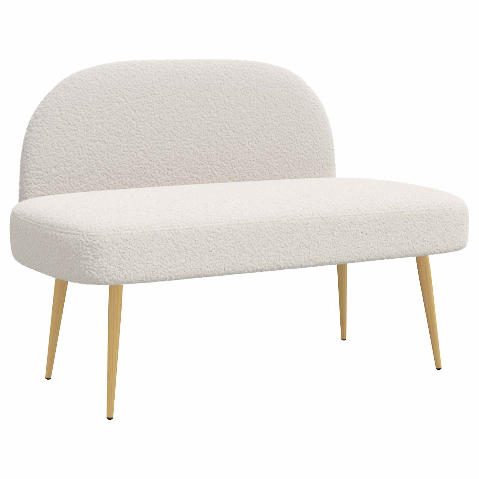 Polstret bænk med ryg Cremefarvet 110 x 60 x 76 cm Bouclé