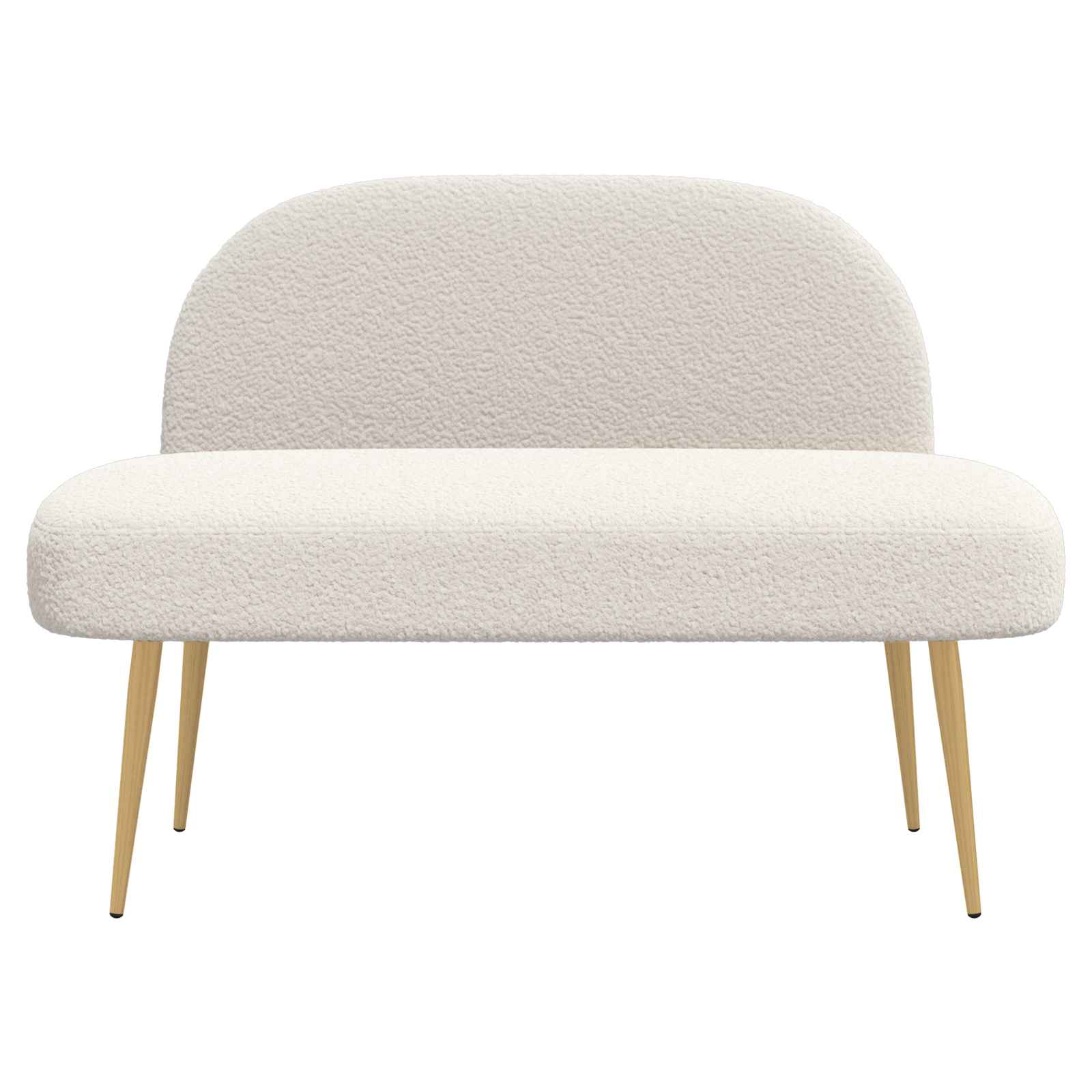Polstret bænk med ryg Cremefarvet 110 x 60 x 76 cm Bouclé