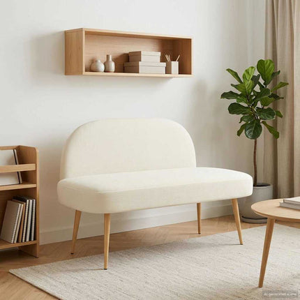 Polstret bænk med ryg Cremefarvet 110 x 60 x 76 cm Velourstof