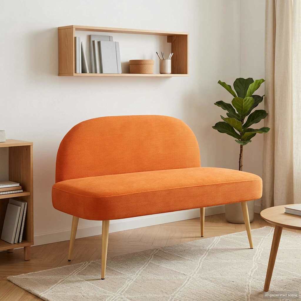Polstret bænk med ryg Orange 110 x 60 x 76 cm Velourstof