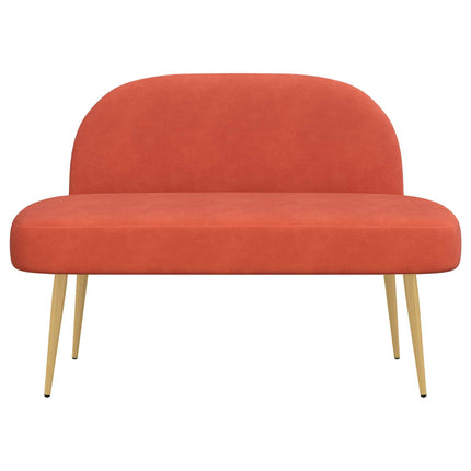 Polstret bænk med ryg Rød orange 110 x 60 x 76 cm Velourstof