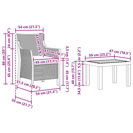 Lounge sæt med pude 3 pcs Antracit PP