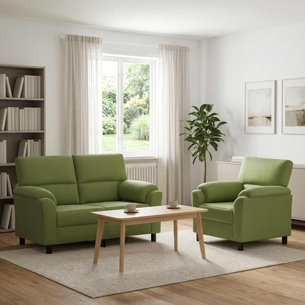 Sofa Sæt 2 pcs Lys grøn Fløjl