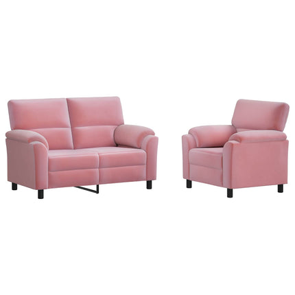 Sofa Sæt 2 pcs Lyserød Fløjl