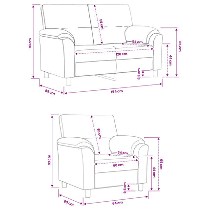 Sofa Sæt 2 pcs Politi blå Fløjl