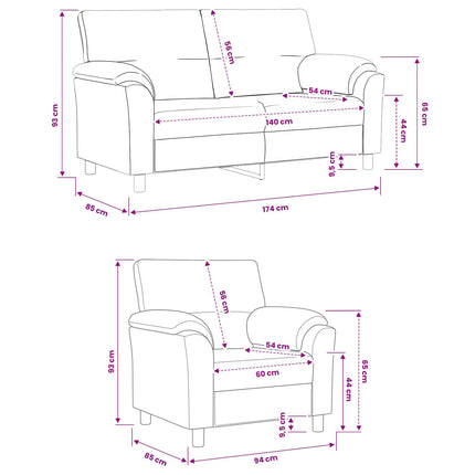 Sofa Sæt 2 pcs Turkis Fløjl