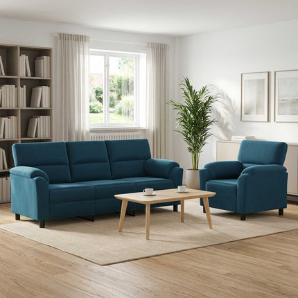 Sofa Sæt 2 pcs Blå Fløjl