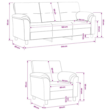 Sofa Sæt 2 pcs Blå Fløjl