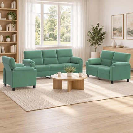 Sofa Sæt 3 pcs Havgrøn Fløjl