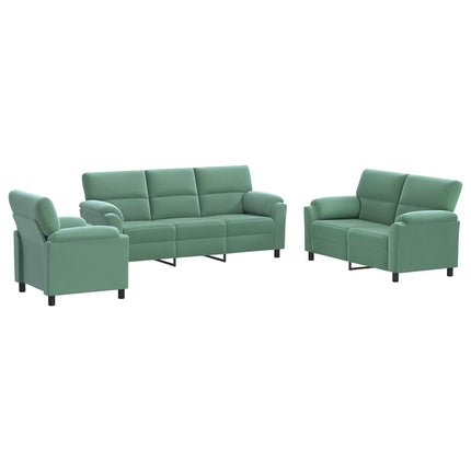 Sofa Sæt 3 pcs Havgrøn Fløjl