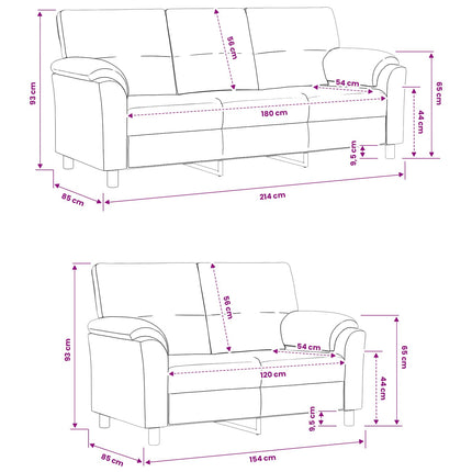 Sofa Sæt 2 pcs Lilla Fløjl