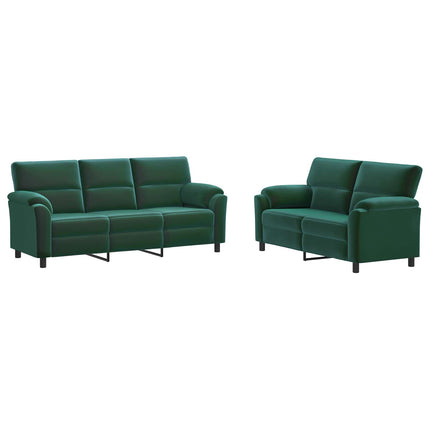 Sofa Sæt 2 pcs Mørkegrøn Fløjl
