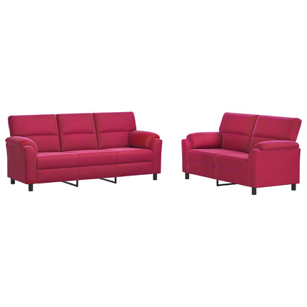 Sofa Sæt 2 pcs Vinrød Fløjl