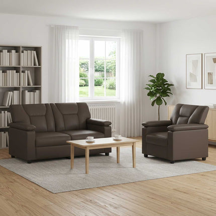 Sofa Sæt 2 pcs Grå Kunstlæder