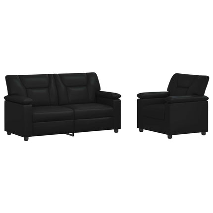 Sofa Sæt 2 pcs Sort Kunstlæder