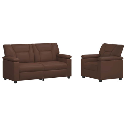 Sofa Sæt 2 pcs Brun Kunstlæder