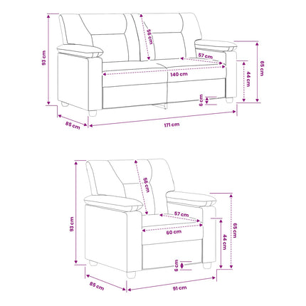Sofa Sæt 2 pcs Brun Kunstlæder