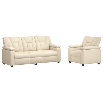 Sofa Sæt 2 pcs Cremefarvet Kunstlæder