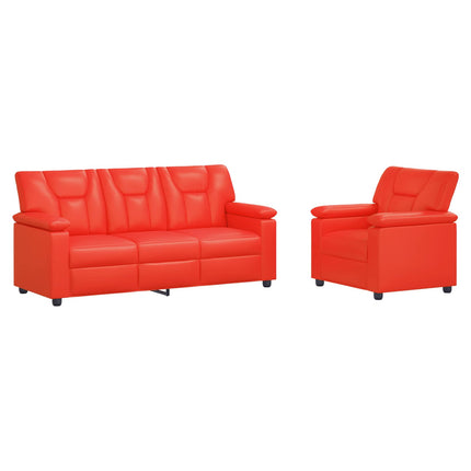 Sofa Sæt 2 pcs Rød Kunstlæder