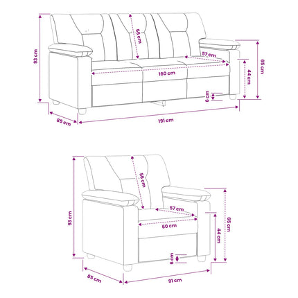 Sofa Sæt 2 pcs Rød Kunstlæder