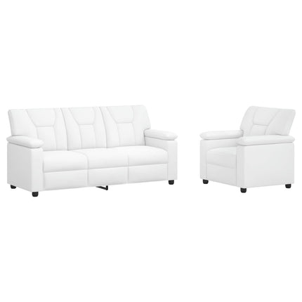 Sofa Sæt 2 pcs Hvid Kunstlæder
