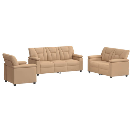 Sofa Sæt 3 pcs Cappuccino Kunstlæder
