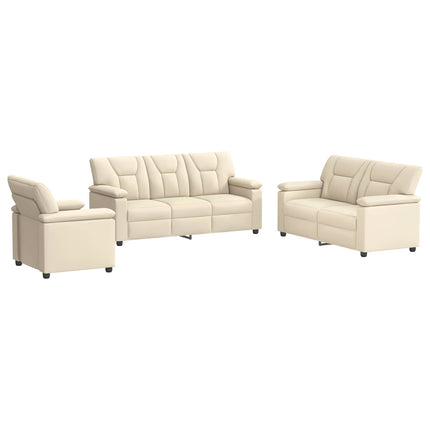 Sofa Sæt 3 pcs Cremefarvet Kunstlæder