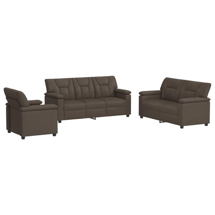 Sofa Sæt 3 pcs Grå Kunstlæder