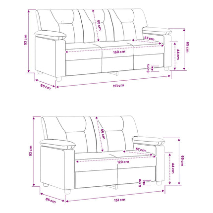 Sofa Sæt 2 pcs Cappuccino Kunstlæder