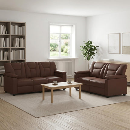 Sofa Sæt 2 pcs Brun Kunstlæder