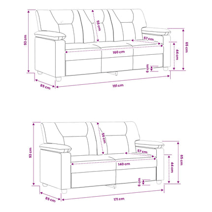 Sofa Sæt 2 pcs Cappuccino Kunstlæder