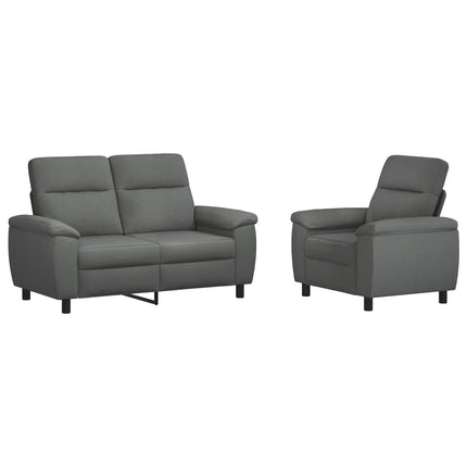 Sofa Sæt 2 pcs Mørkegrå Stof