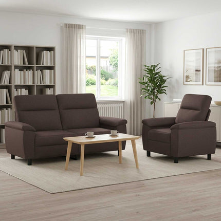 Sofa Sæt 2 pcs Mørk Brun Stof