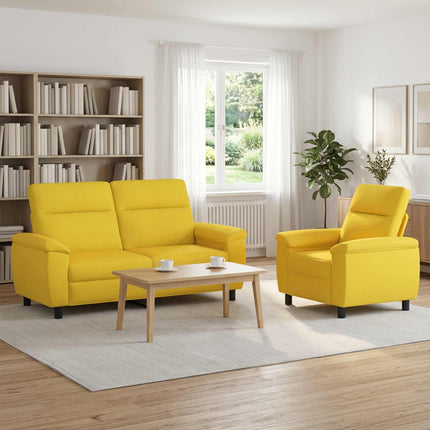 Sofa Sæt 2 pcs Lys Gul Stof
