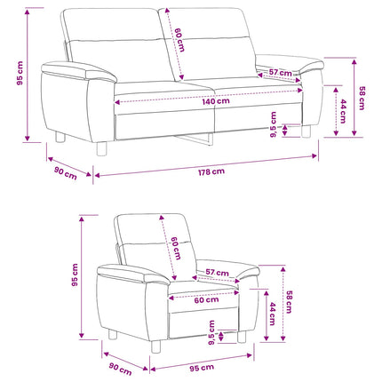 Sofa Sæt 2 pcs Lys Brun Stof