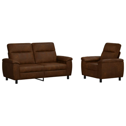 Sofa Sæt 2 pcs Brun Faux Suede Læder