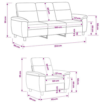 Sofa Sæt 2 pcs Lys Gul Stof
