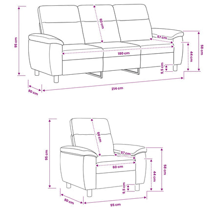 Sofa Sæt 2 stk. Brun Faux Suede Læder
