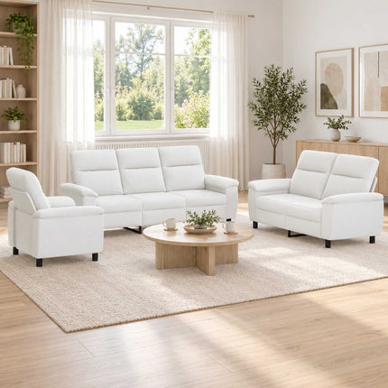 Sofa Sæt 3 pcs Hvid Stof